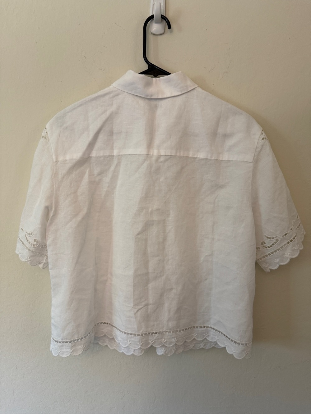 Madewell White Eyelet Boxy Crop Button-Front Shirt Size Small NWT OA388 - Picture 7 of 16